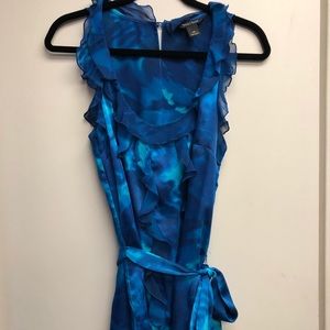 WHBM Blouse Blue with Tie Belt